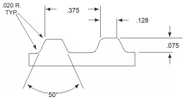 3/8" L Pitch (Inch) dimensions